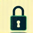 Icon illustrating data encryption, with intertwined digital lines forming a shield or lock.
